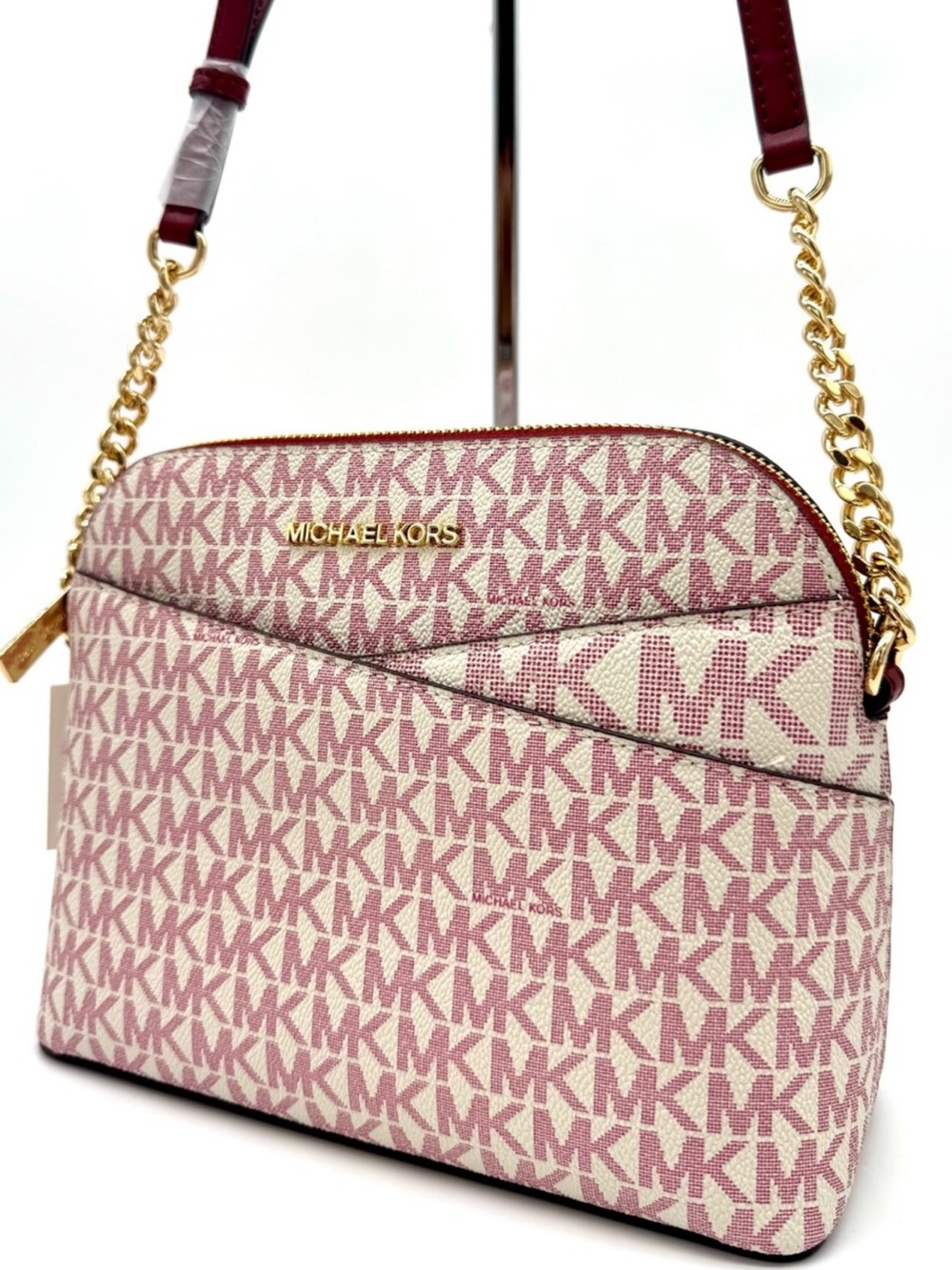 Michael Kors Medium Dome Jet Set Travel Xbody Bag Cherry Multi
